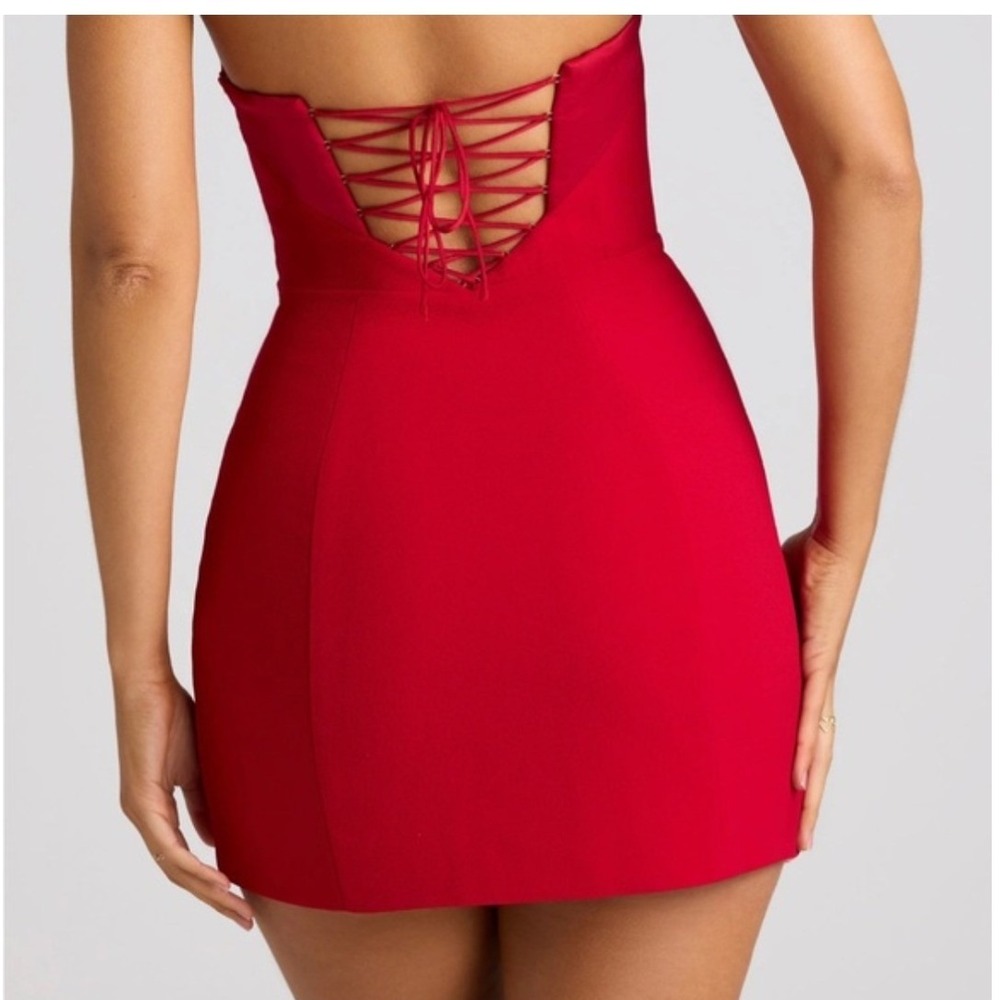 Oh Polly Eliska Strapless A-Line Mini Dress Fiery Red Corset NEW Size 0 feminine - Picture 3 of 13